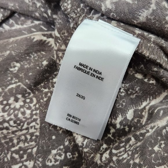 ❤️2/$18 Lucky Brand Boho Tunic Top 3/4 Sleeve Floral Paisley Print Stretch Plus - Picture 7 of 7